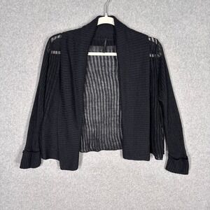 ISDA & CO Sheer Hemp Cardigan Sweater Medium Black Cropped Dainty Goth Feminine